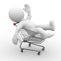 3d human in a shopping trolley
